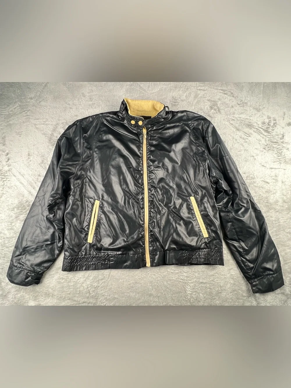 Vintage 70s 80s  Nylon Jacket Silverman’s Lightweight Mens Size XL Terry Black